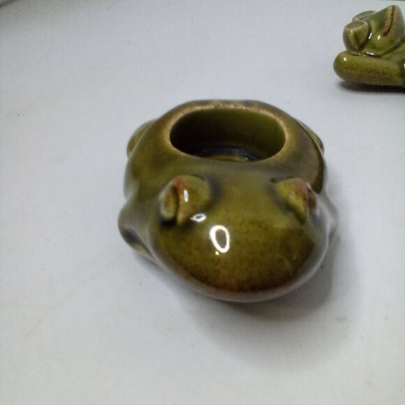 Partylite Frog Tealight Candle Holders Lot of 2 Whimsical Green - Picture 4 of 13